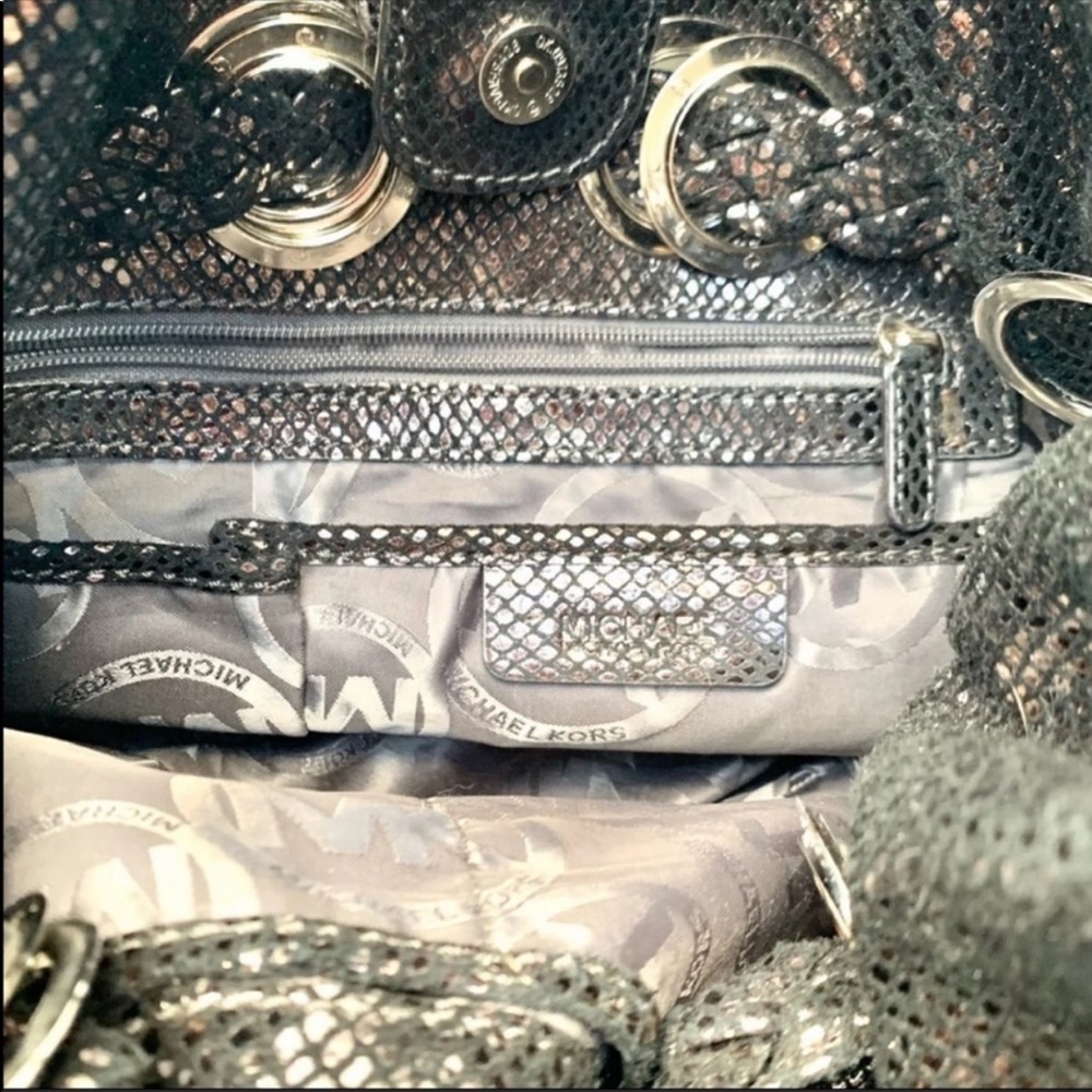 MK Michael Kors Gunmetal Black Snake Hobo Bag - Picture 8 of 8